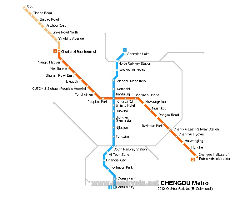 Çin – Çengdu Metro Hatları ve Güzergah Haritaları