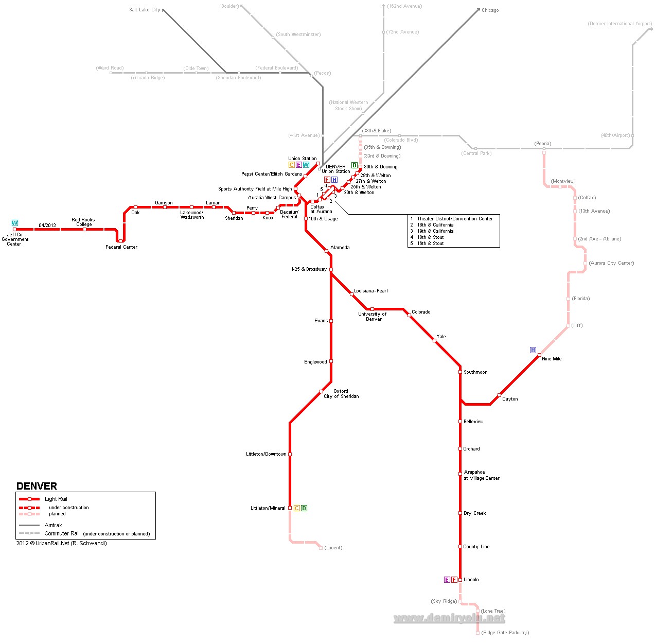ABD – Denver Tramvay Hattı ve Güzergah Haritası