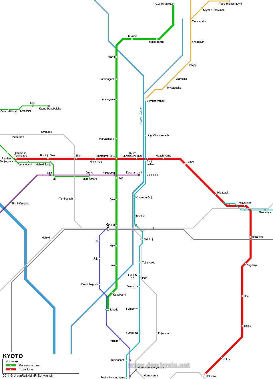 Japonya – Kyoto Metro-Tramvay Hattı ve Güzergahı Haritası