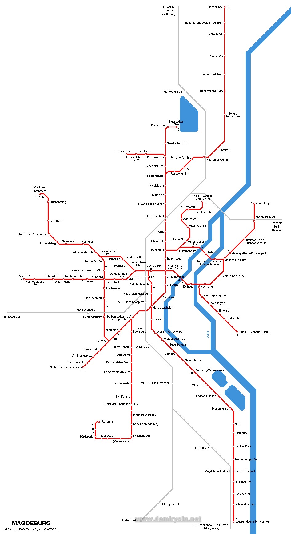 Almanya – Magdeburg Tramvay Hattı ve Güzergah Haritası