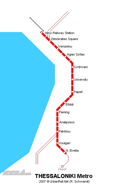 Yunanistan – Selanik Metrosu Güzergah Haritası