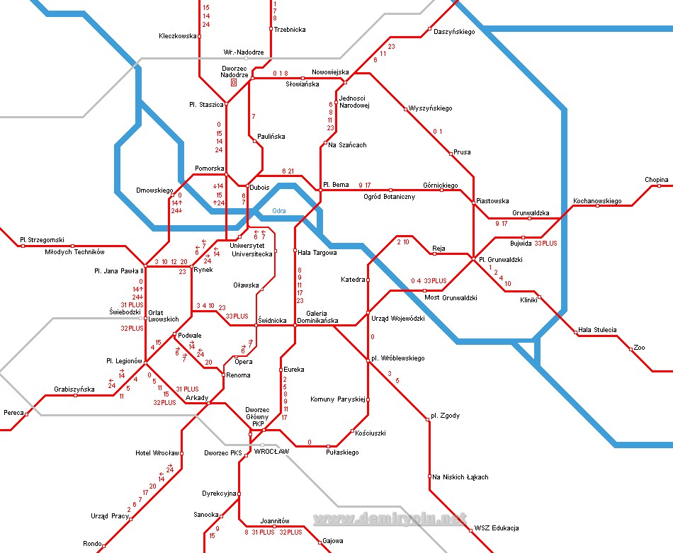 Polonya – Wroclaw Tramvay Hattı ve Güzergah Haritası