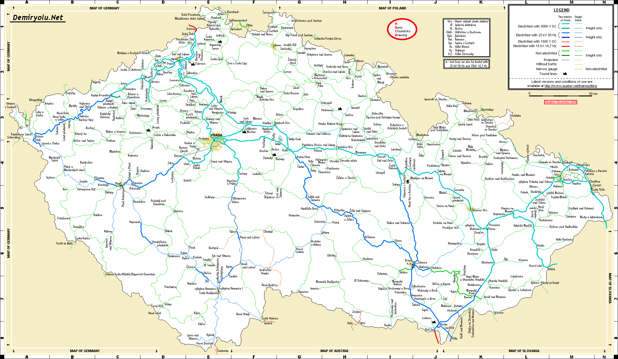 Çek Cumhuriyeti Demiryolu Haritası
