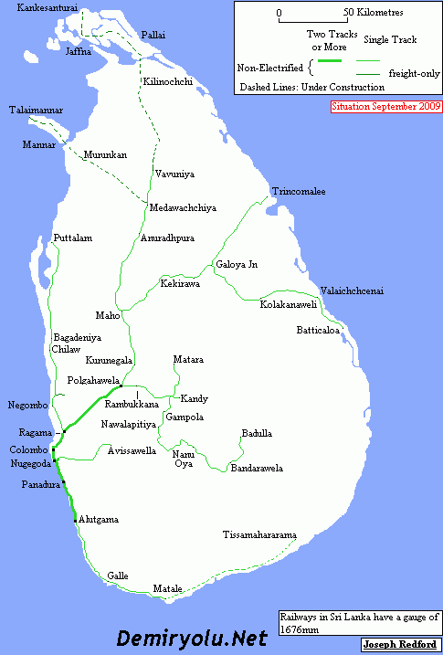 Sri Lanka Demiryolu Haritası