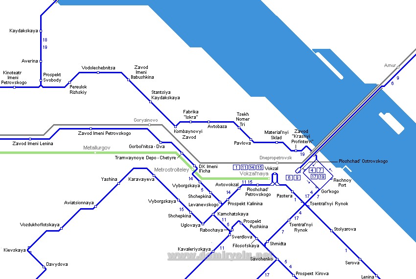 Ukrayna - Dniprodzerzhynsk Tramvay Hattı ve Güzergah Haritası