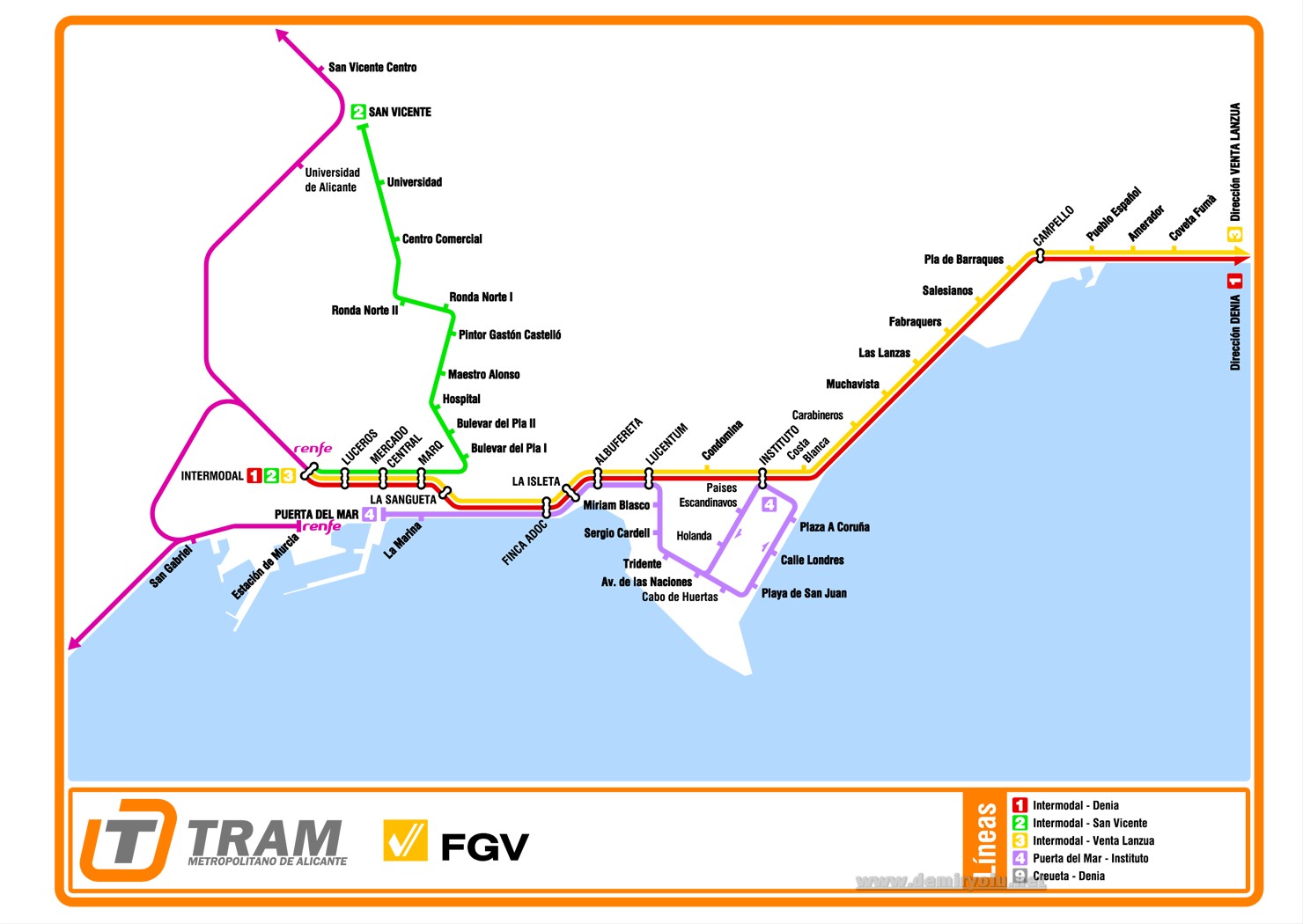 İspanya - Alicante Metro Haritası
