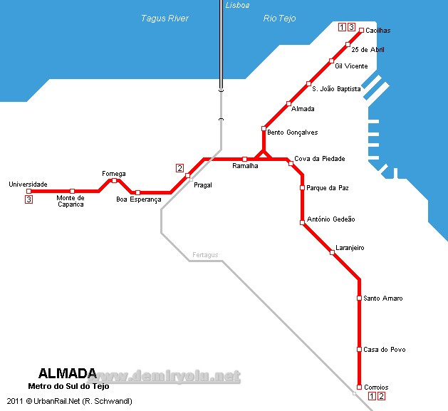 Portekiz - Almada Tramvay Haritası