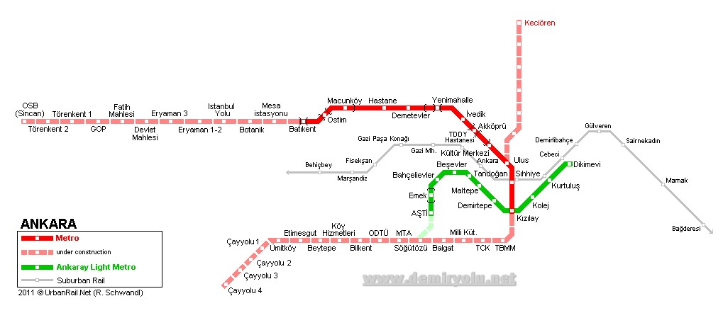 Ankara Metrosu Güzergah Haritası