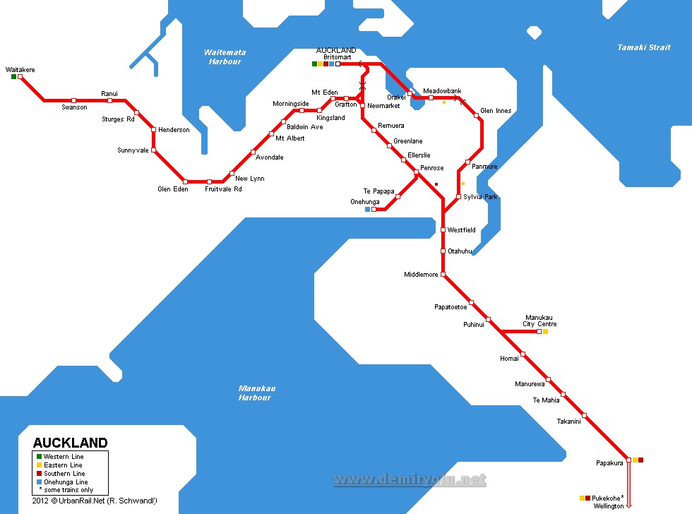 Yeni Zelanda - Auckland Metrosu Güzergah Haritası