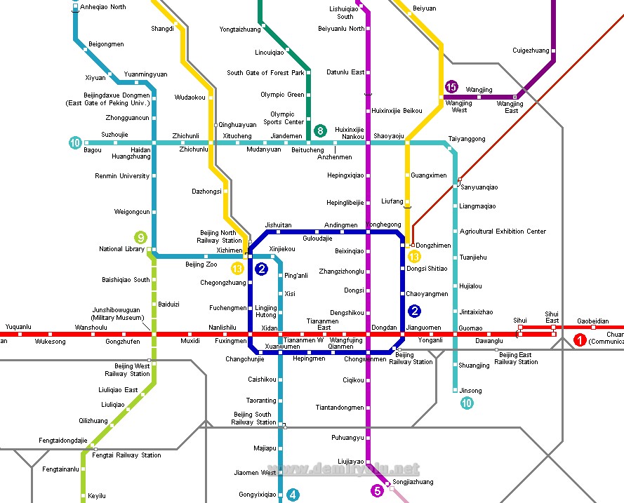Çin - Pekin (Beijing) Metrosu Güzergahı Haritası