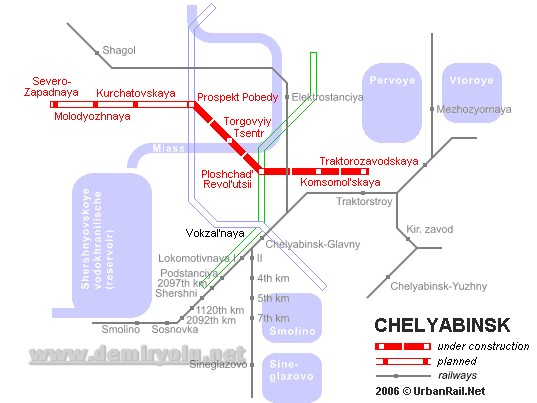 Rusya - Çelyabinsk Tramvay Hatları ve Güzergahı Haritası