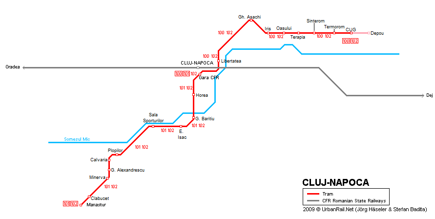 Romanya - Cluj Napoca Tramvay Hattı ve Güzergah Haritası
