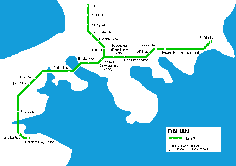 Çin - Dalian Metro Hattı ve Güzergah Haritası