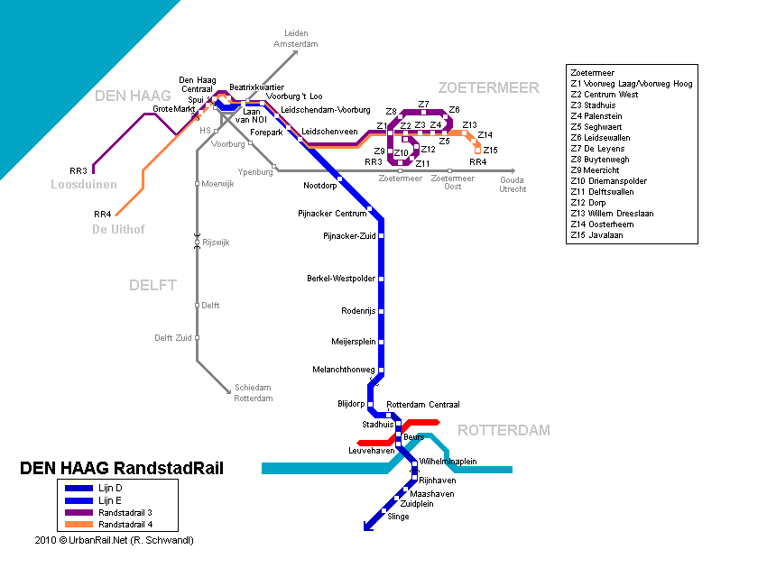 Hollanda - Lahey Metro Hattı ve Güzergah Haritası