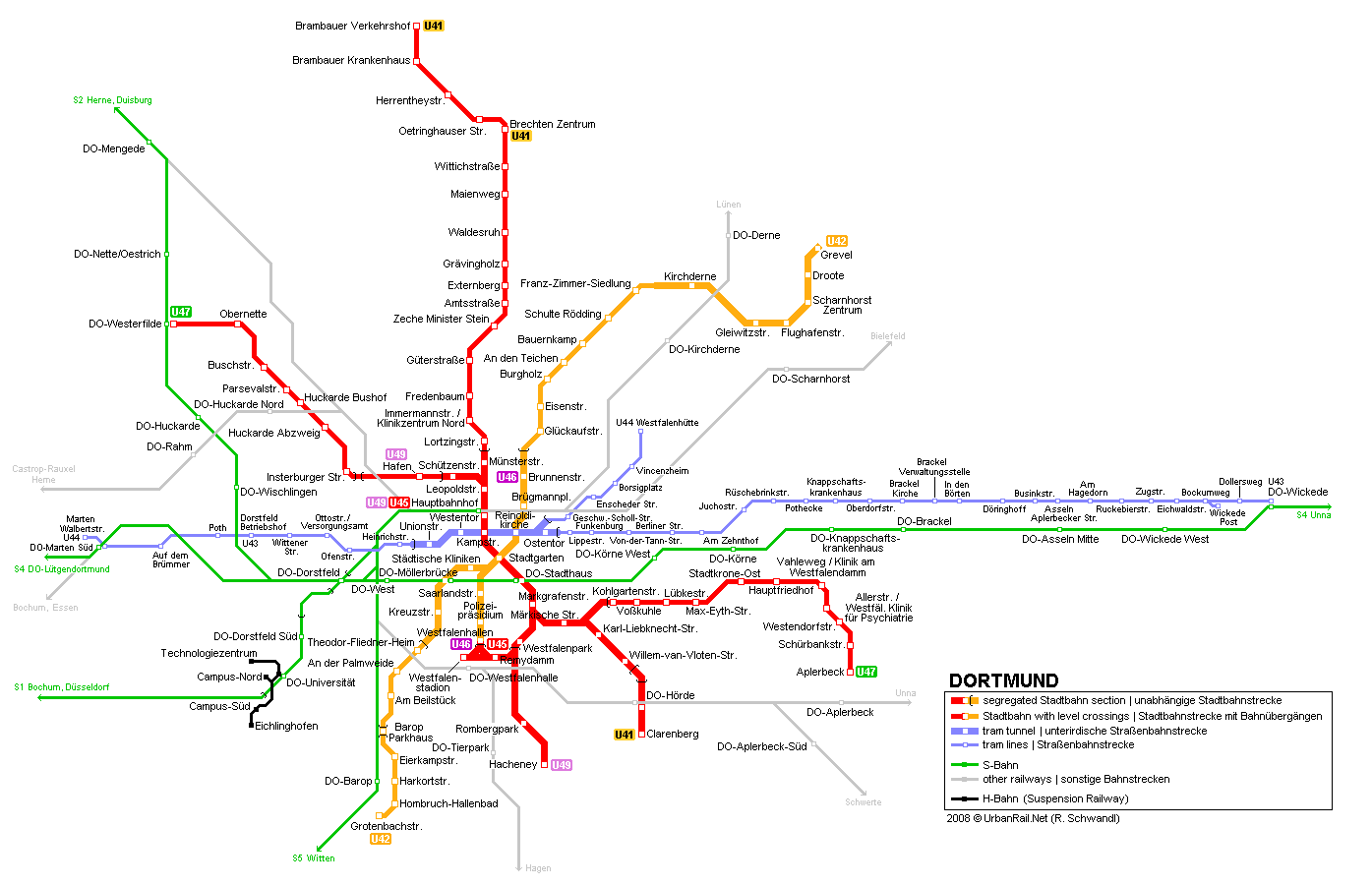 Almanya - Dortmund Metro Hattı ve Güzergah Haritası