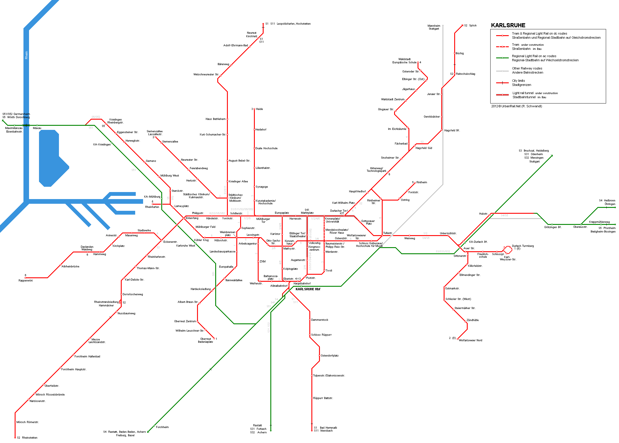 Almanya - Karlsruhe Tramvay Hattı ve Güzergah Haritası