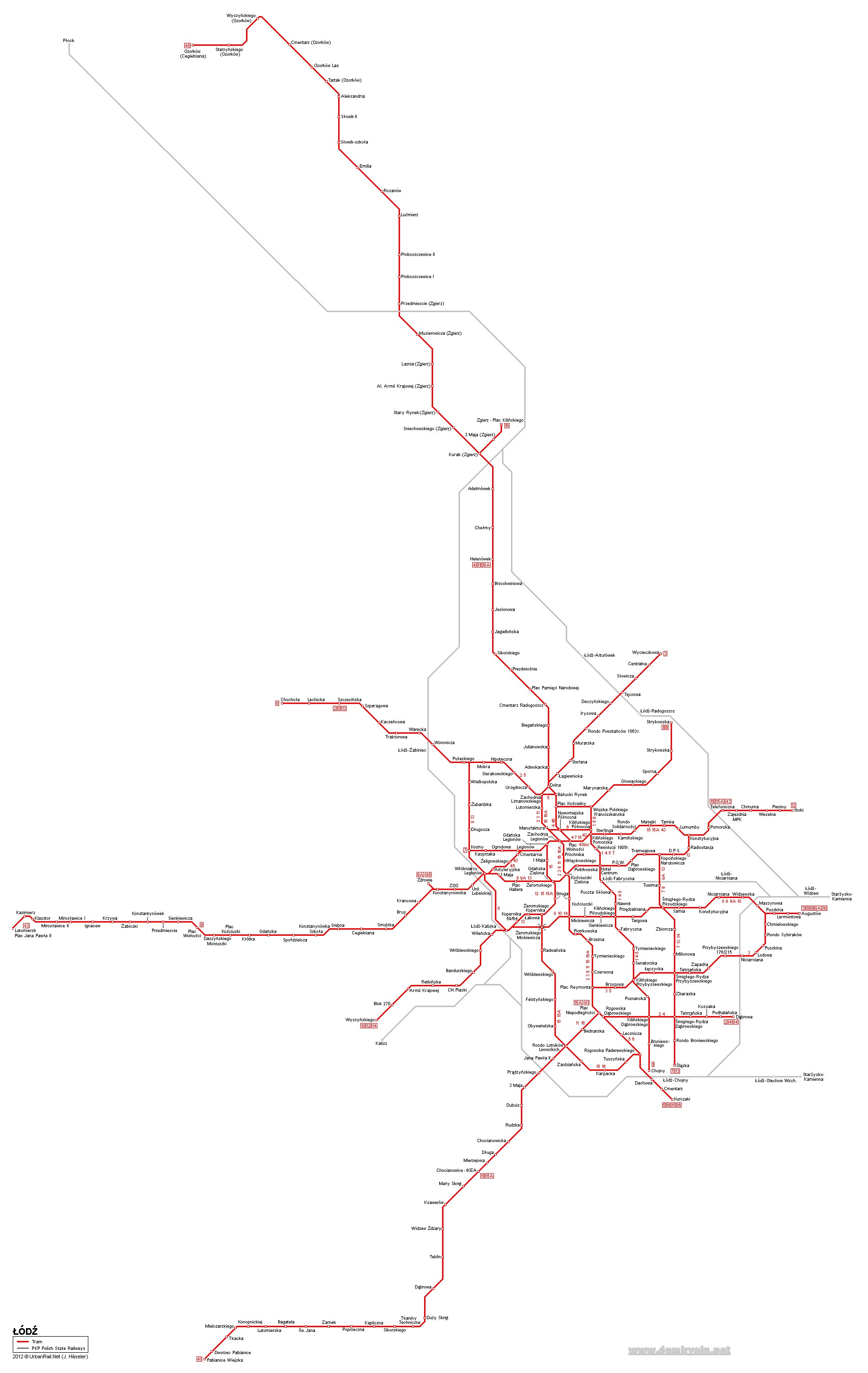 Lodz Tramvay Hattı ve Güzergah Haritası