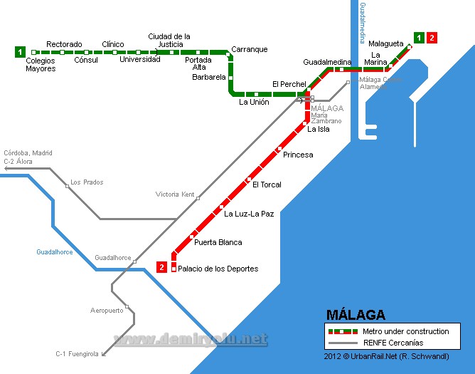 İspanya - Malaga Metro Hattı ve Güzergah Haritası