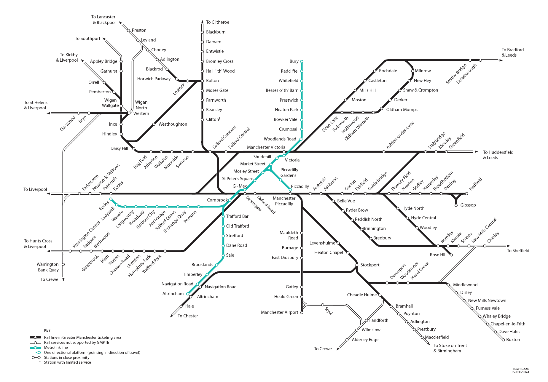 İngiltere - Manchester Metro Hattı ve Güzergah Haritası