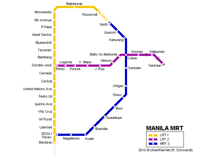 Filipinler - Manila Metro Hattı ve Güzergah Haritası