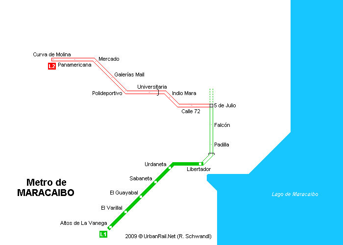 Venezuela - Maracaibo Metro Hattı ve Güzergah Haritası