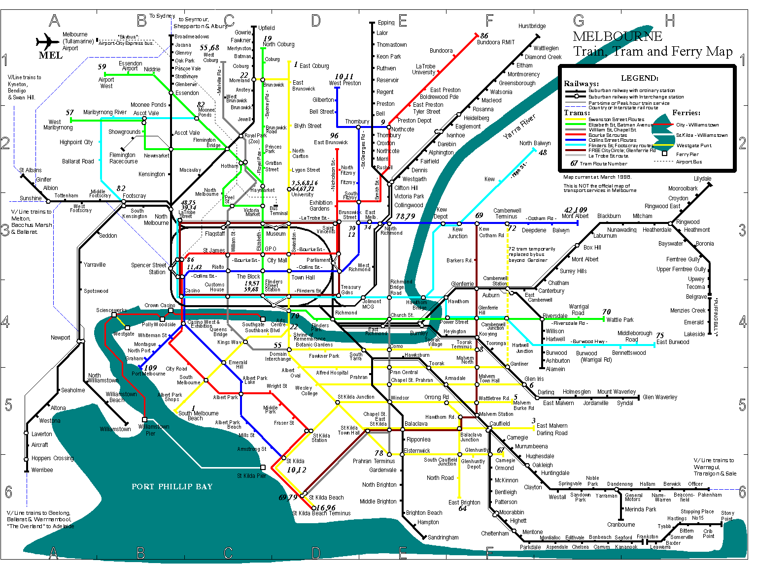 Melbourne Metro Tramvay Haritası