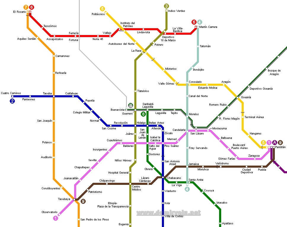 Meksika - Meksiko Metro Hattı ve Güzergah Haritası