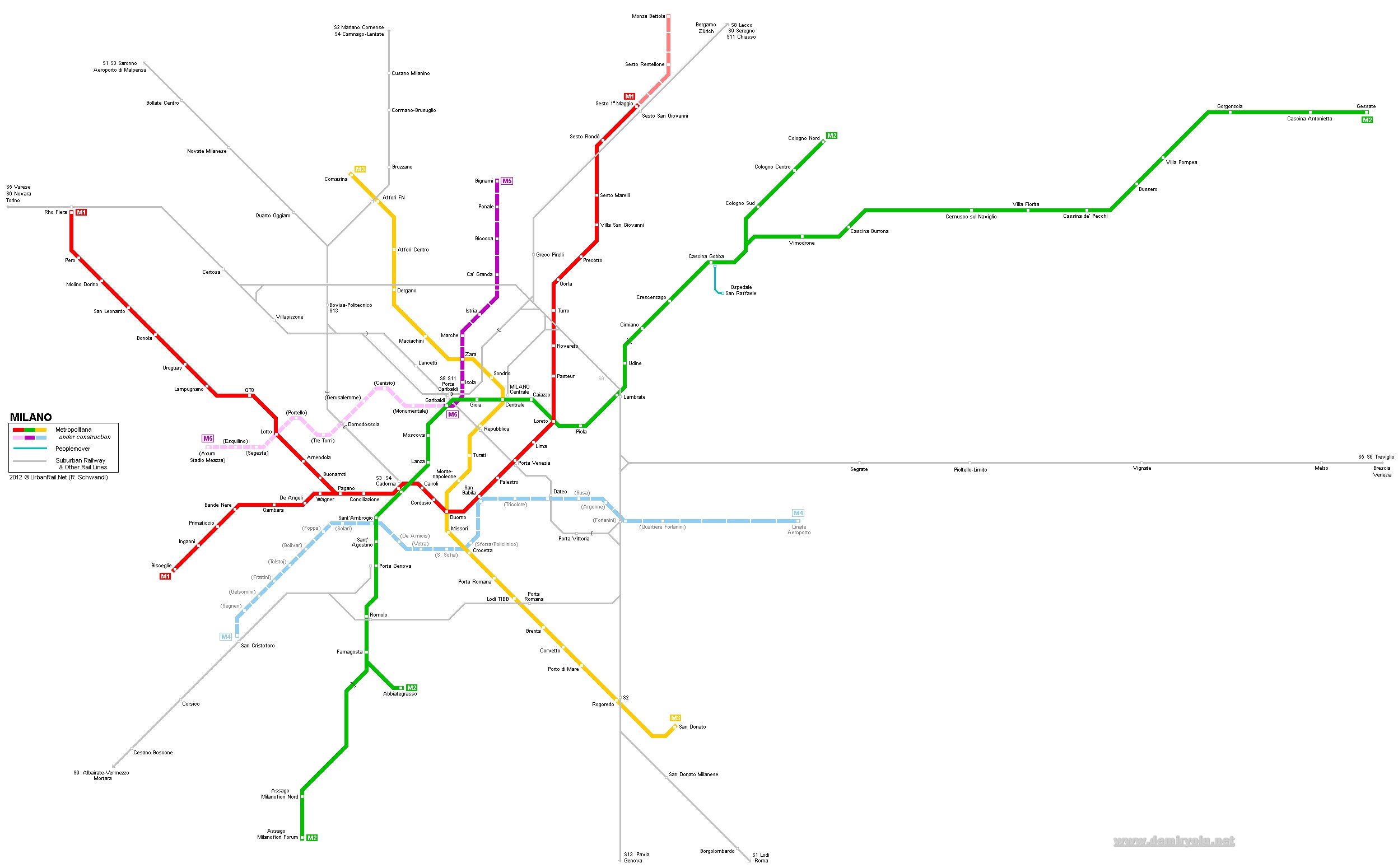 Milano Şehri Metro ve Tramvay Haritası