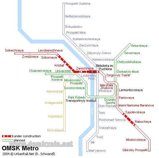 Rusya - Omsk Metrosu Güzergah Haritası