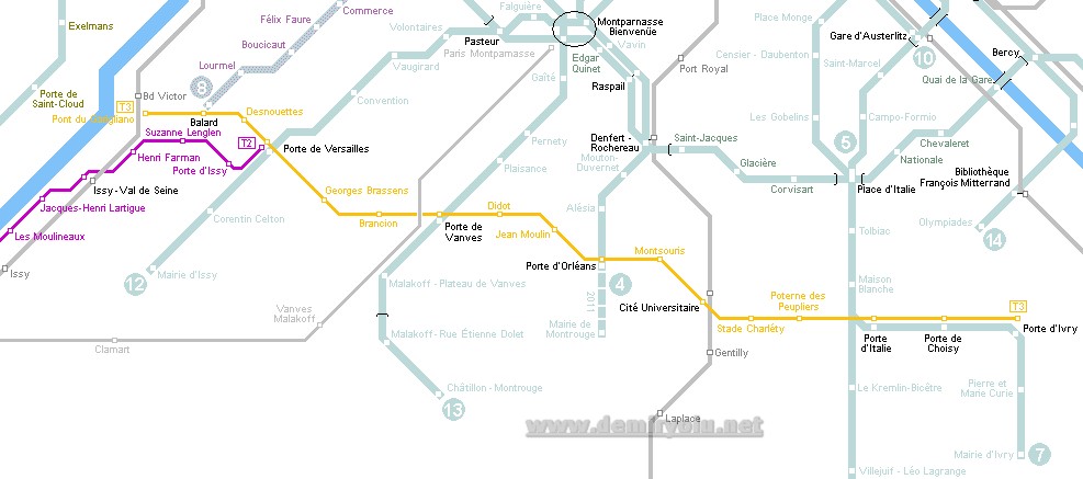 Fransa - Paris Metro ve Tramvay Hattı ve Güzergah Haritası