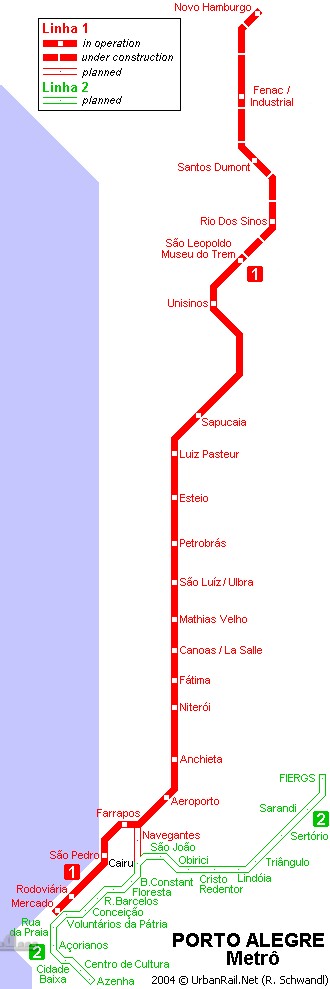 Brezilya - Porto Alegre Metro Hattı ve Güzergah Haritası