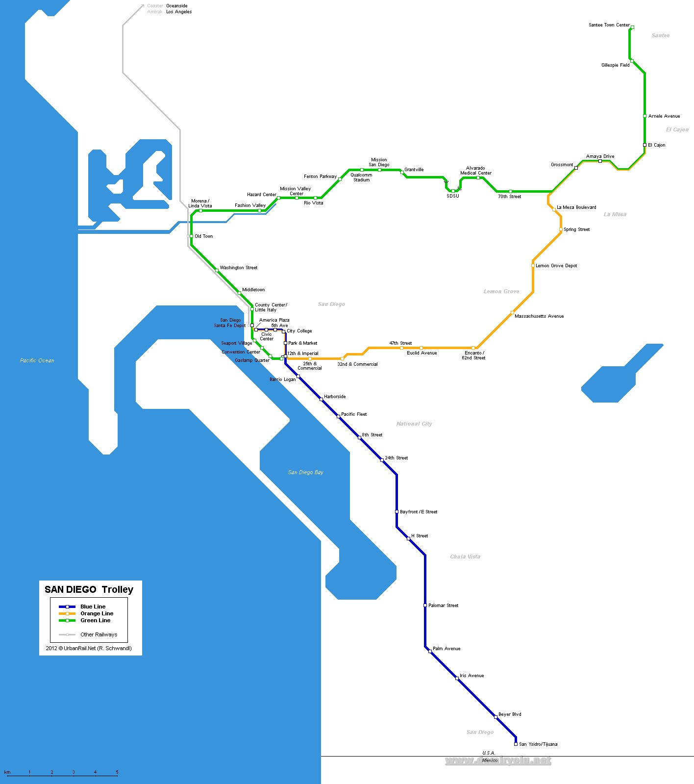 ABD - San Diego  Metro Hattı ve Güzergah Haritası
