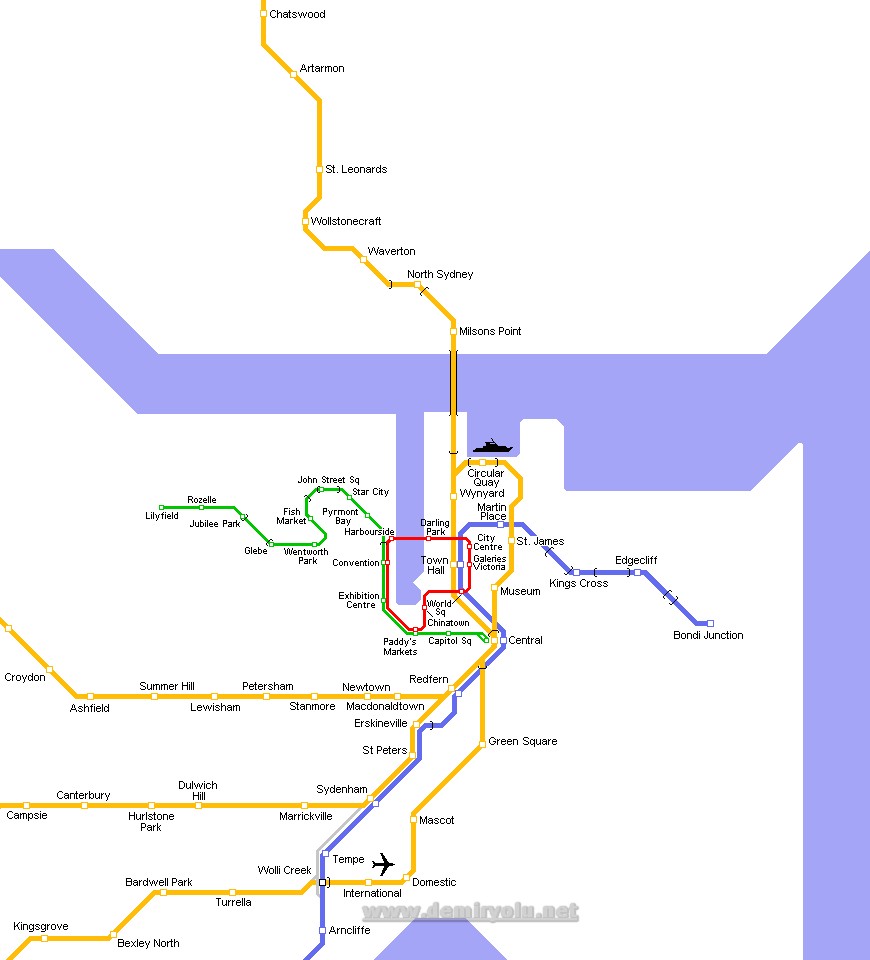 Avustralya - Sidney Metro Hattı ve Güzergahı Haritası