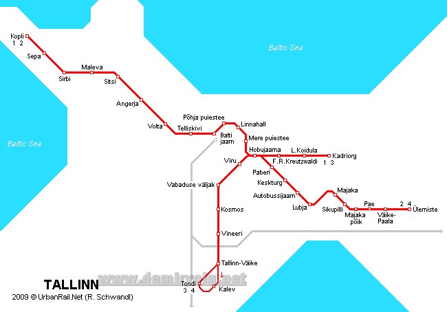Tallinn Tramvay Hattı ve Güzergah Haritası