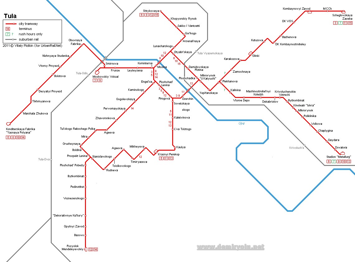 Rusya - Tula Tramvay Hattı ve Güzergah Haritası