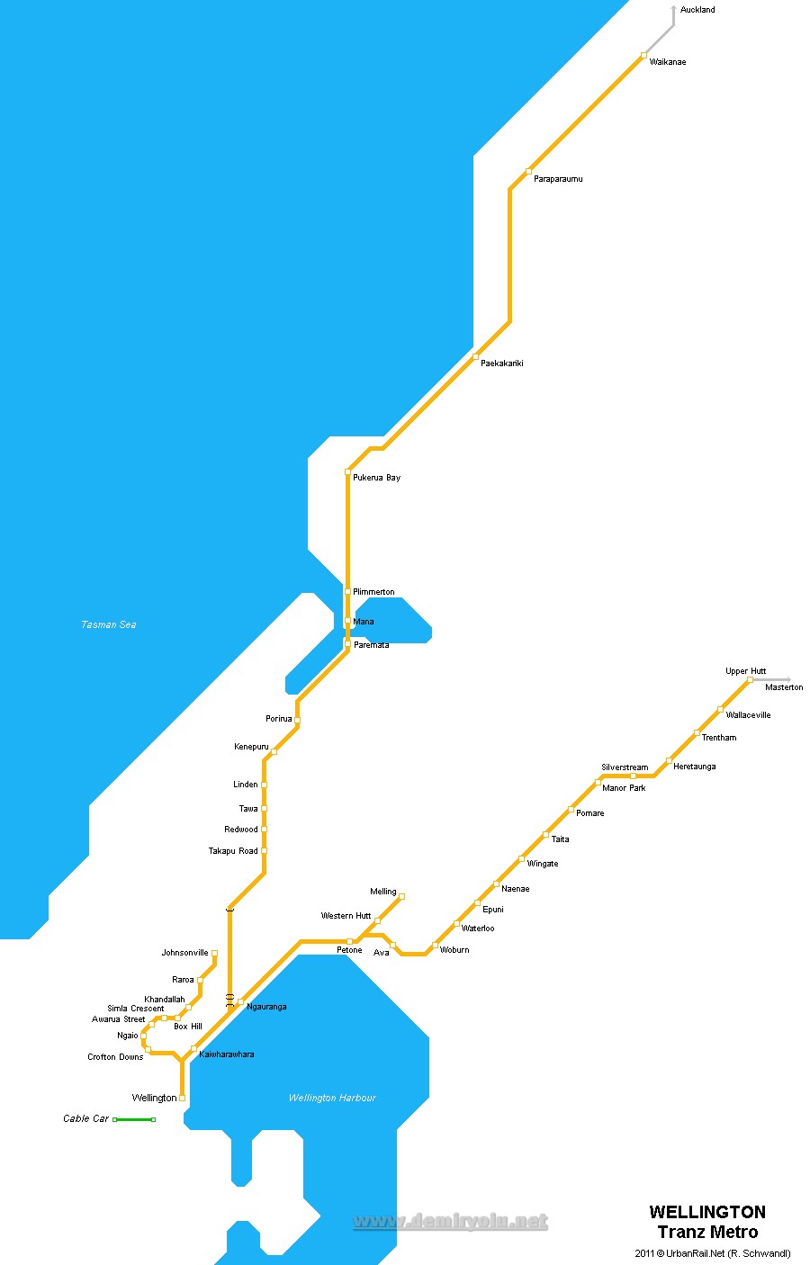 Yeni Zelanda - Wellington Metrosu Güzergah Haritası