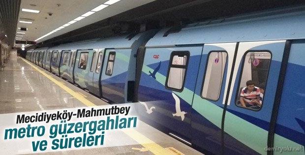 Mecidiyeköy-Mahmutbey Metro Durakları ve Süreleri
