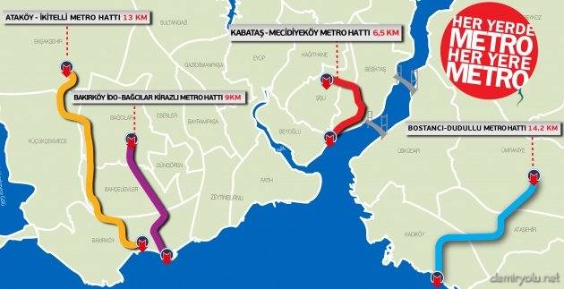 İstanbul’a 4 Yeni Metro Projesi