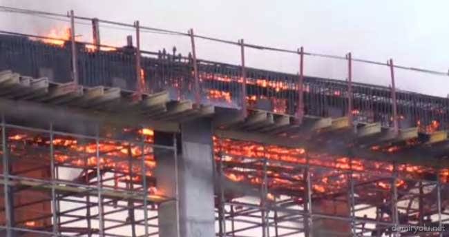 Ankara’da Yüksek Hızlı Tren Garı İnşaatında Yangın